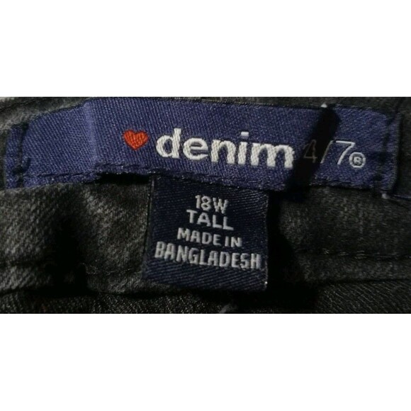 Denim 24/7 Black Jeans Sz 18W Tall 5 Pocket Stretch 12" High Rise GUC - Picture 6 of 7